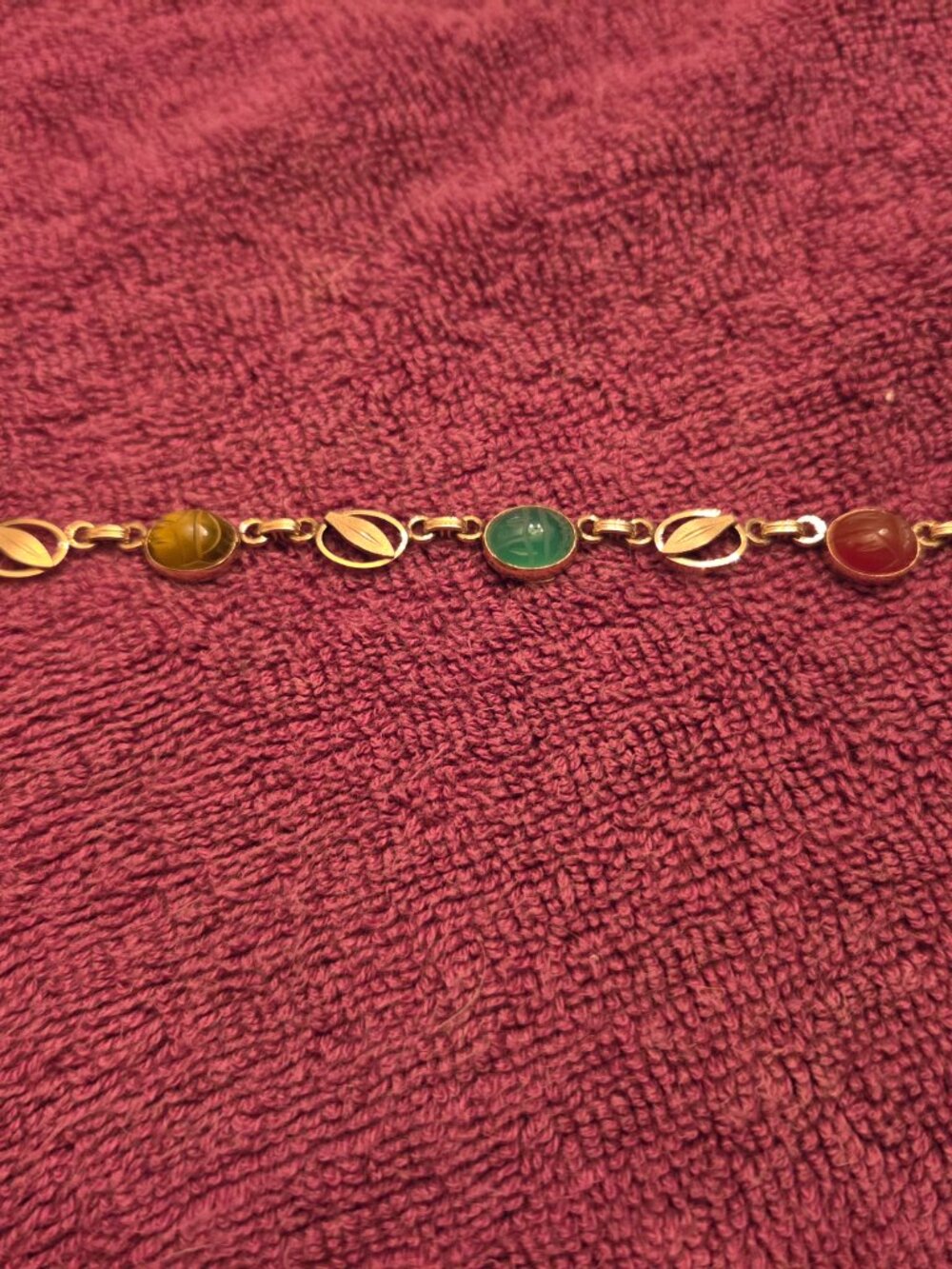 Van Dell Vintage 12K GF Semi-Precious Stone Scarab Necklace - Like New - Picture 14 of 14